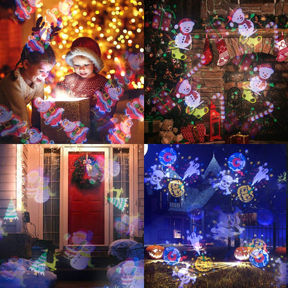 Halloween Projector Lights, Halloween LED Projection Lamp, Moving Skulls Pumpkin Projector Lights, Landscape Light for Indoor Halloween Holiday Night Gathering Party Decoration, Switchable-6 Slides