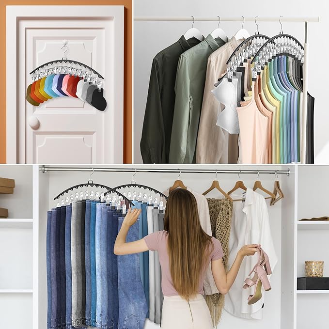 6 Pack Legging Organizer for Closet Hanging, Pants Hangers