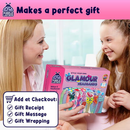PURPLE LADYBUG Glamour Headband Making Kit for Girls - DIY Hair Accessories & Hair Bands - Craft Kits for Kids - 5 Year Old Girls Gifts, Girl Birthday Presents for Ages 5-10, Summer Crafts Activity