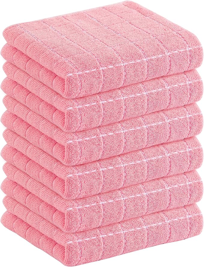 Homaxy 100% Cotton Terry Kitchen Towels, Checkered Designed, Soft and Super