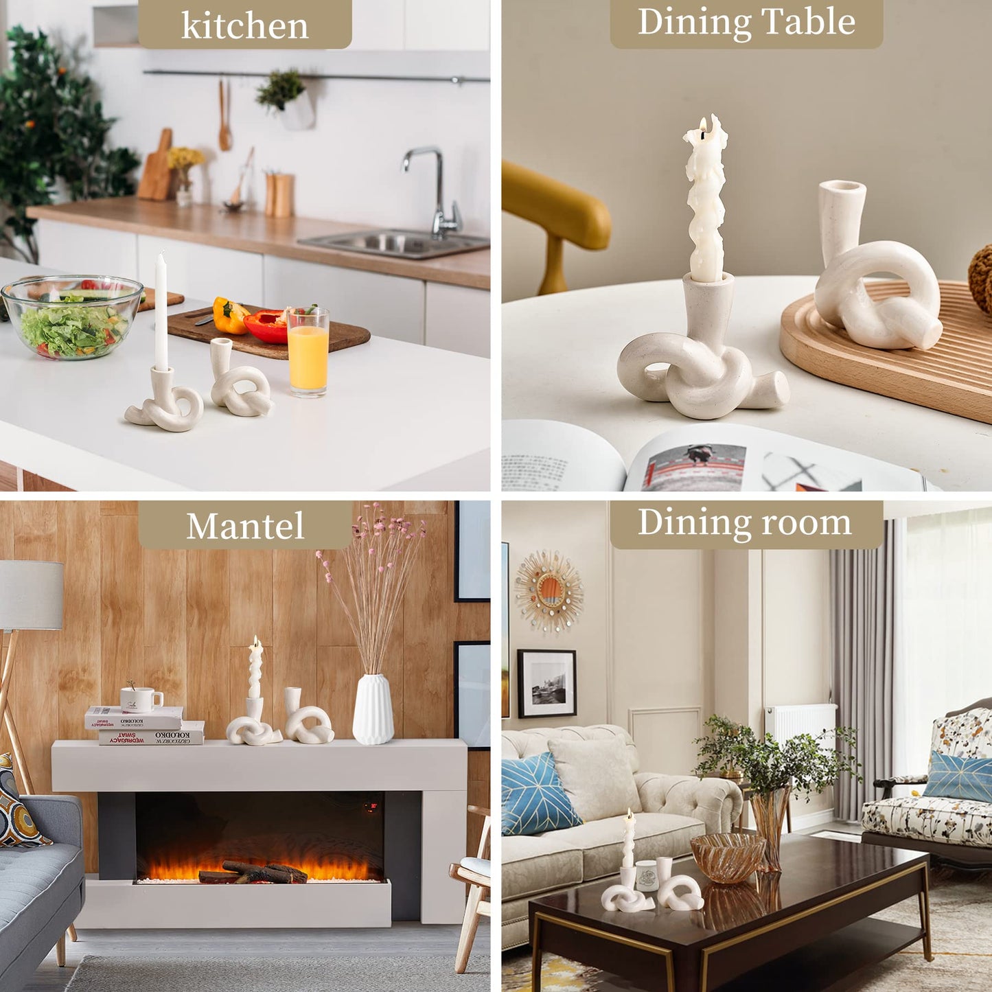 2 Pcs Pretty Ceramic Candle Holder, Modern Abstract Art Candlestick Holder Set, Table Centerpiece Taper Candle Holders Decorations for Home Decor Wedding, Dinning, Party, Mantel, TV Stand, and Kitchen