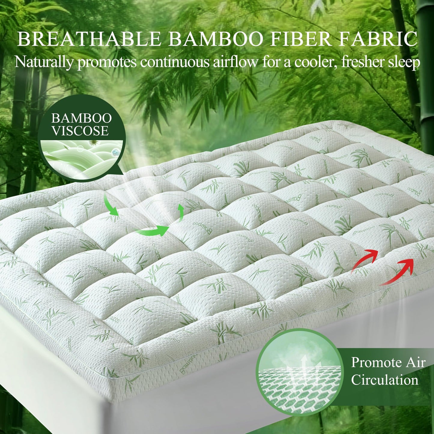 LUNESTRY King Mattress Topper, Plush Pillow Top Mattress Pad, 40% Rayon Derived from Bamboo-60 x83