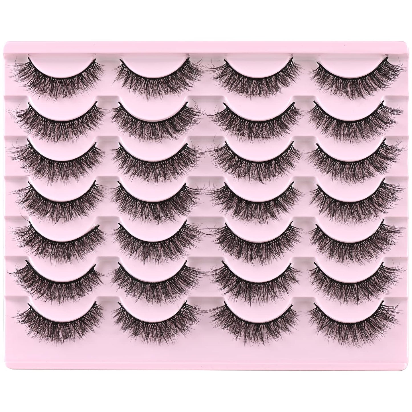 FARRED Natural Lashes Short Eyelashes Wispy False Mink Lash Pack 14 Pair Natural Look Fluffy Cat Eye Strip Eyelash Small Fake Lashes Full Pestañas Sets for MUA and Beginners Daily Makeup (F1 | 8-14mm)