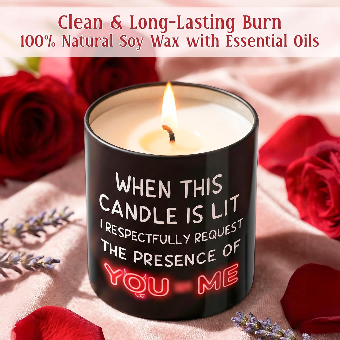 TEEZWONDER Valentines Day Gifts for Her Girlfriend - I Love You More Vanilla Lavender Romantic Candles 10 oz - Anniversary Valentines Birthday Gifts for Wife Men Women Girlfriend Boyfriend Him Husband