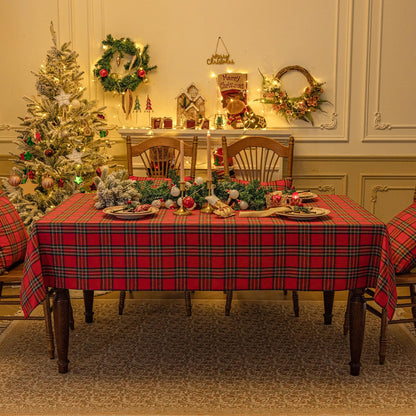 Softalker Christmas Checkered Tablecloth Rectangle - Red Buffalo Plaid Linen Cotton Gingham Xmas Table Cloths, Winter Farmhouse Table Decorations for Dining/Parties/Holiday, 54 x 80 Inch