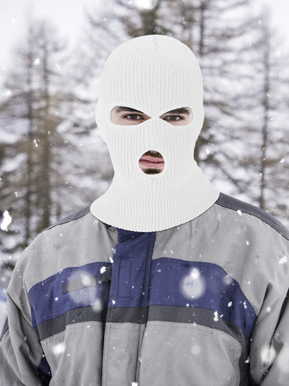 SATINIOR 3 Holes Ski Mask Full Face Cover Outdoor Balaclava Winter Knitted Neck Gaiter for Halloween Sports Cycling(Large,Pure White)