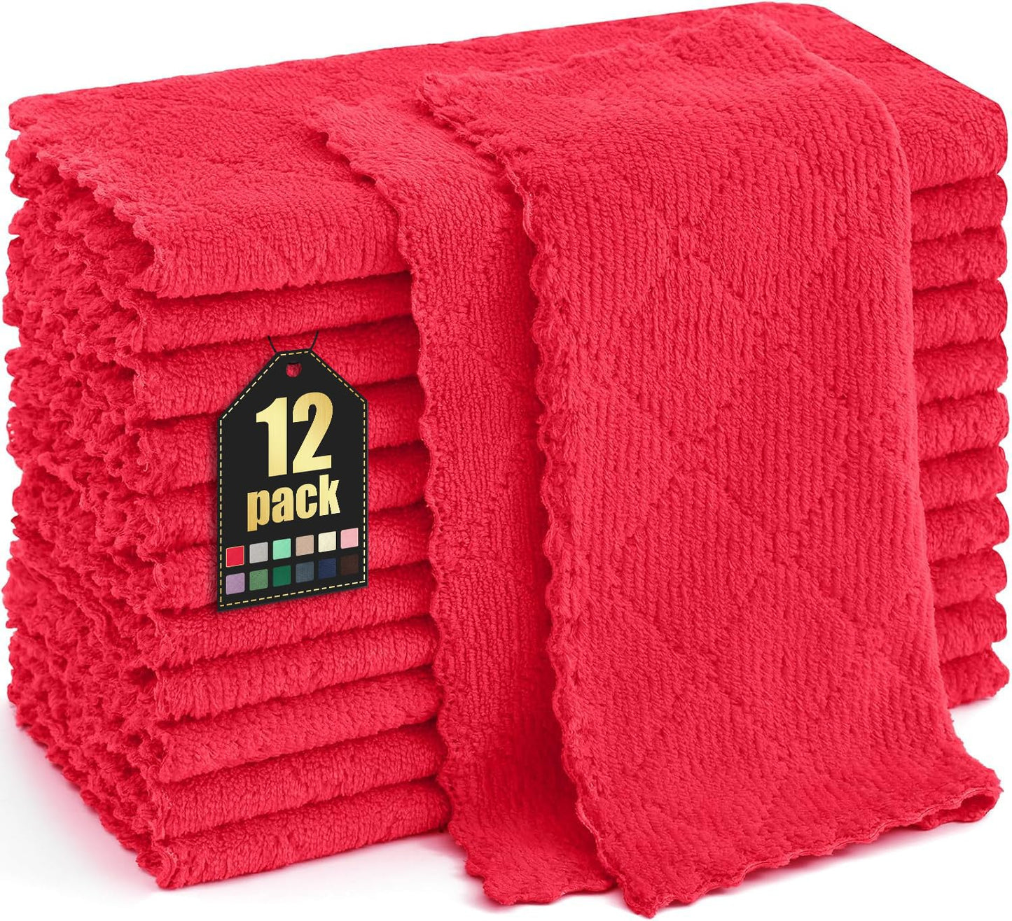 Homaxy 12 Pack Kitchen Dish Cloths (10 x 10 Inches, Grey), Super Soft and Absorbent Coral Velvet Dish Towels, Nonstick Oil Fast Drying Microfiber Cleaning Cloth, No Lint Household Dishcloths