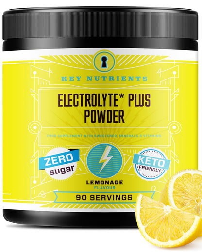 Key Nutrients Electrolytes Powder - Multivitamin & Minerals Electrolytes - 90 Servings of Refreshing Lemonade - Hydration Powder - Supercharged Rehydration Sachets with 16 Vitamins & Minerals