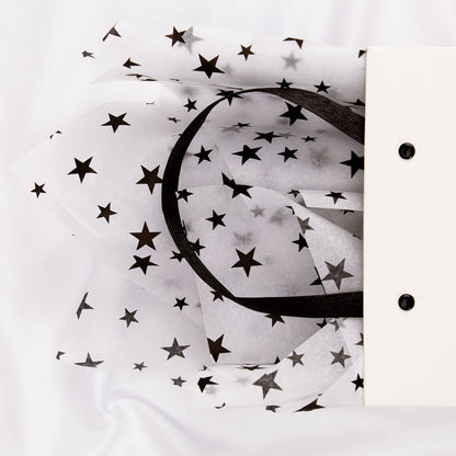 MR FIVE 60 Sheets 20" X 28" White and Black Tissue Paper Bulk,4 Styles Black Tissues Paper for Gift Wrapping,Gift Bags,Birthday,Star Stripes Polka Dots Pattern