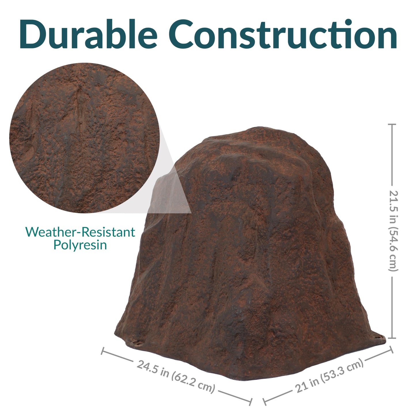Sunnydaze 21.5” H Large Faux Landscape Rock Cover - Lightweight Polyresin Fake Rock Well Pump Cover for Outside – Realistic Natural Texture – Brown
