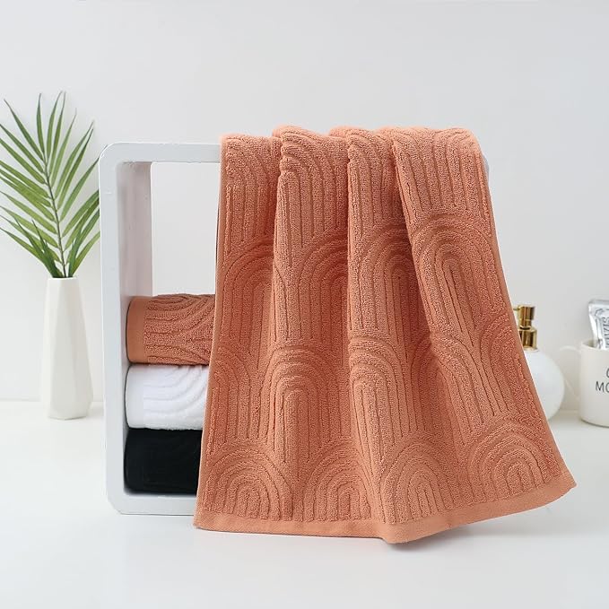 Pidada Hand Towels Set of 4 Striped Pattern 100% Cotton Absorbent Soft