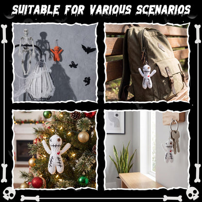 Poen 3 Pcs Voodoo Dolls Horror Doll with 30 Skull Pins, Christmas Stuffing Decoration Funny Inspirational Positive Ornaments Gifts for Friend Coworkers New Year Halloween Party Supplies (Crochet)