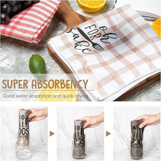 R HORSE 5Pcs Funny Kitchen Dish Towel Set Absorbent Quick Dry Cloth Dish Tea