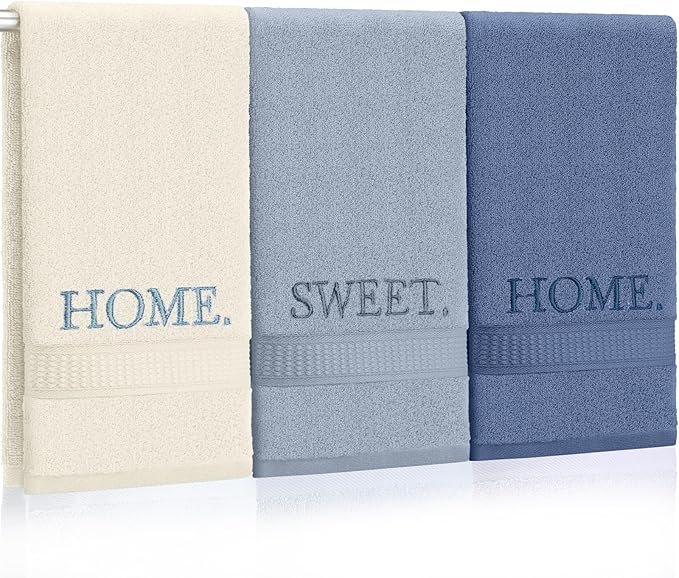 3 Pcs Home Sweet Home Hand Towels Farmhouse Decorative Embroidered Bathroom