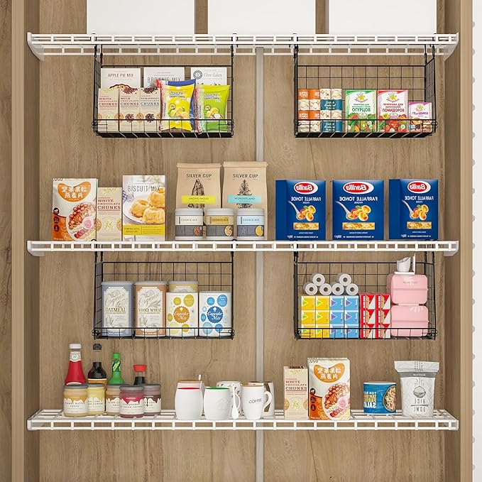 3-Pack Hanging Laundry Room Organizaton：Foldable Laundry Basket Wire Basket