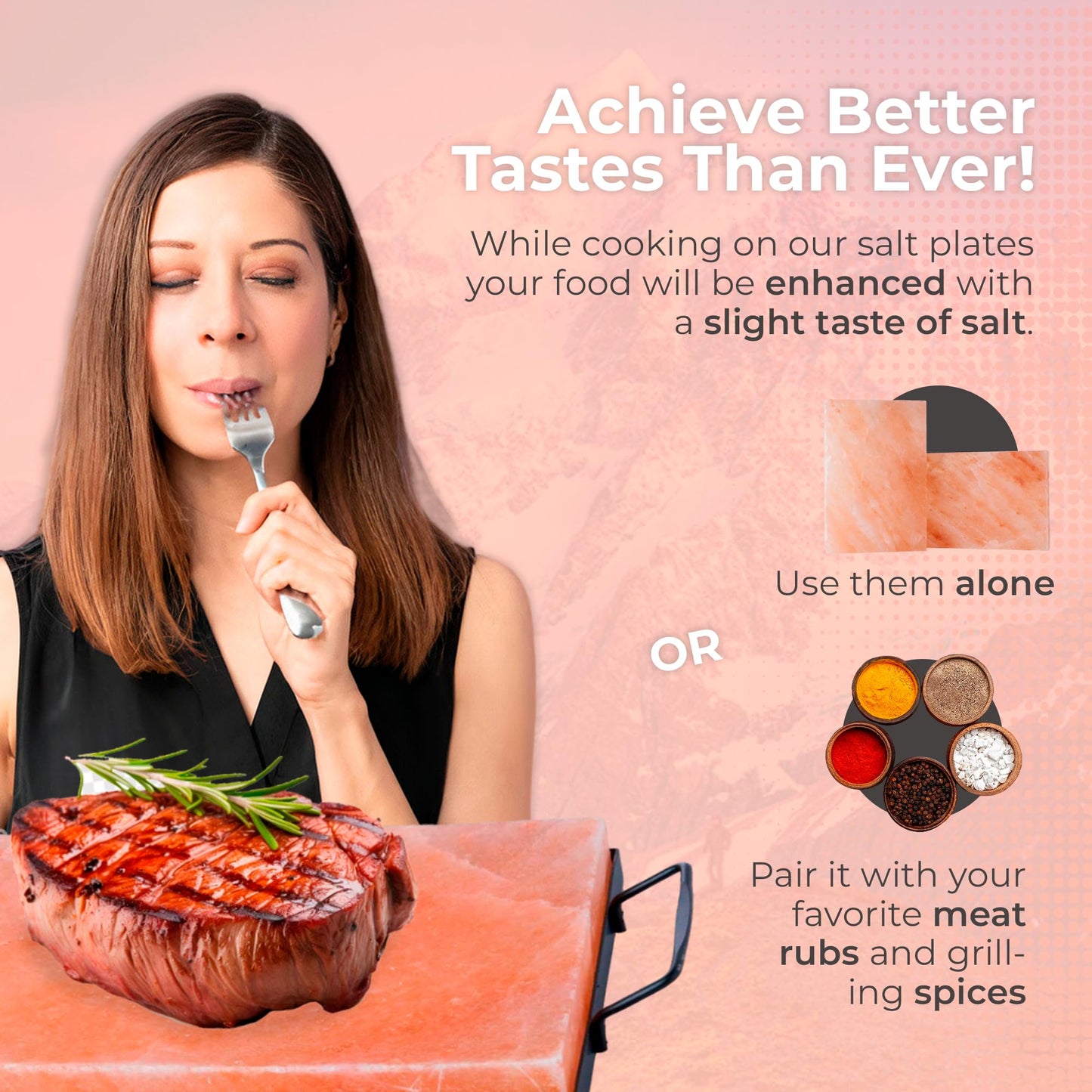 FOCUS NUTRITION Pink Himalayan Salt Block With Tray - Salt Stone For Grilling, Cooking, Serving | 100% Pure Salt Slab | Unique Gifts for Cooks | Food Grade
