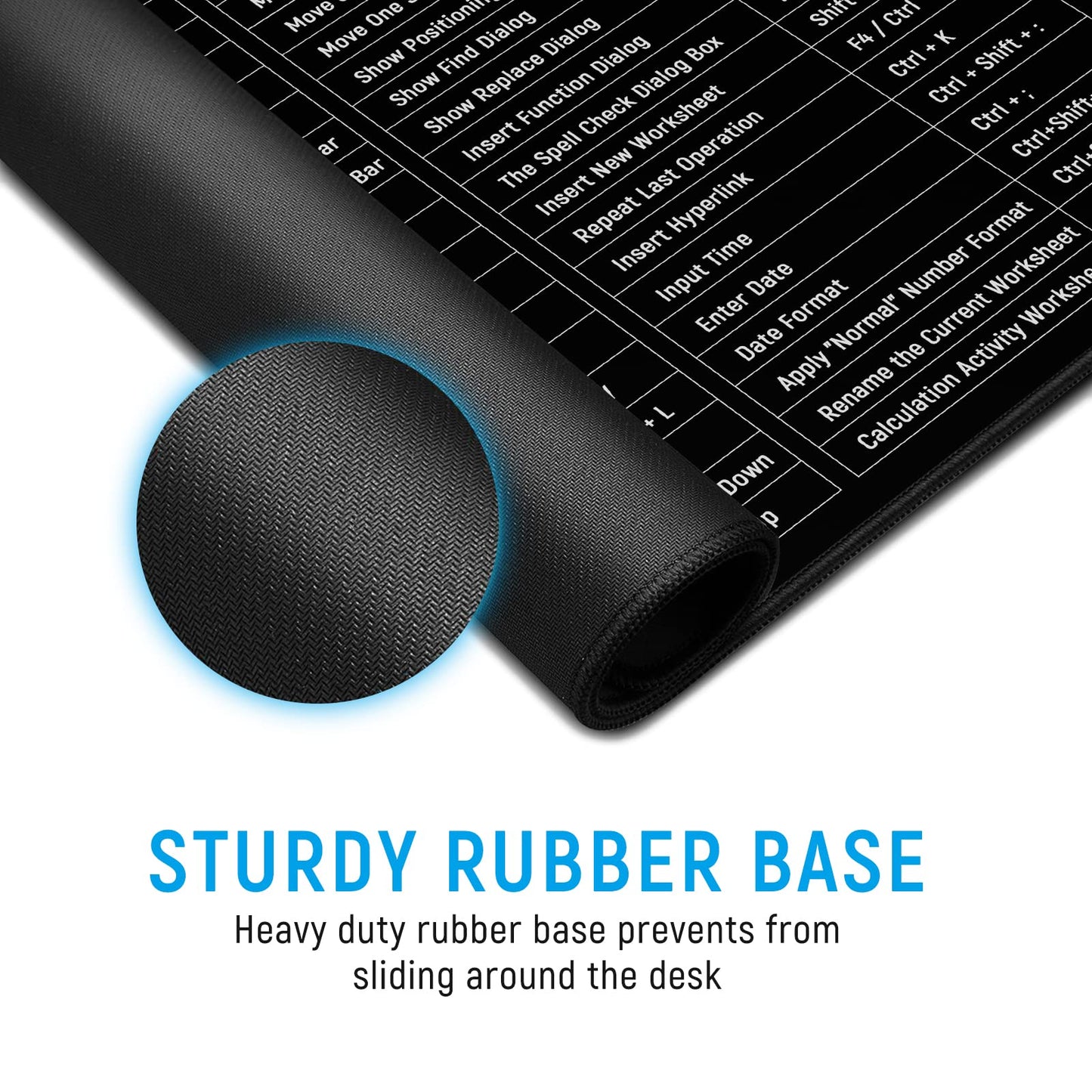 JIALONG Excel Shortcuts Mouse Mat Large XXL (900x400mm) Thick Extended Excel Cheat Sheet Desk Mat Soft Computer Keyboard Mouse Pad for Macbook, PC, Laptop, Office