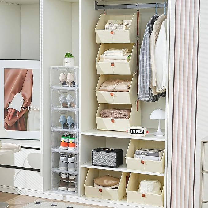 4 Tier Hanging Closet Organizer, Disassemblable Clothes Hanging Shelves