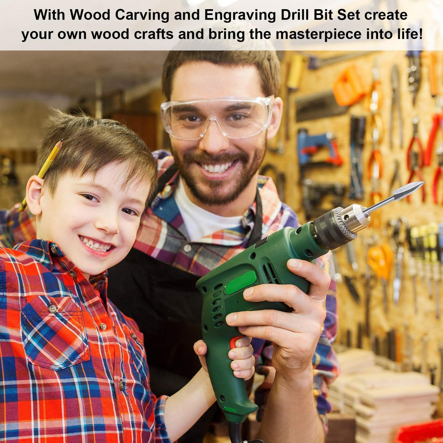 10 Pieces Wood Carving Drill bits Wood Engraving Tools Rotary Carving bits DIY Woodworking Drill Accessories