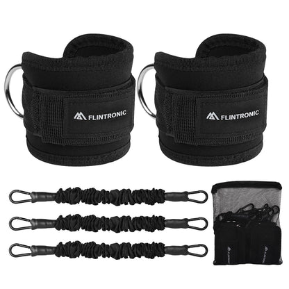flintronic Resistance Bands Set, Ankle Resistance Bands, Gym Cuffs with Double D-Ring, Resistance Bands Set with Ankle Straps, for Muscle Shaping Home Workouts and Fitness Training