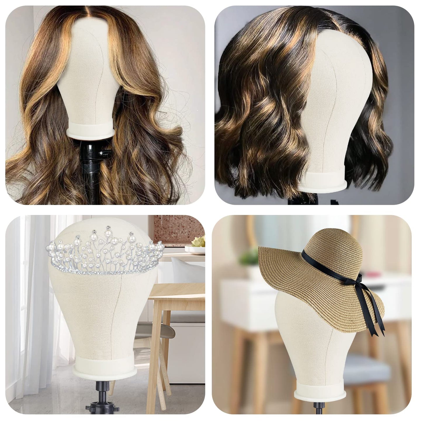 Neverland Beauty & Health 23 Inch Wig Head,Canvas Mannequin Head for Wigs,Manikin Canvas Head Block Set for Wigs Making Display with Wig caps,T Pins Set Bristle Brush