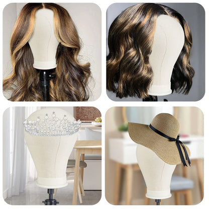 Neverland Beauty & Health 23 Inch Wig Head,Canvas Mannequin Head for Wigs,Manikin Canvas Head Block Set for Wigs Making Display with Wig caps,T Pins Set Bristle Brush