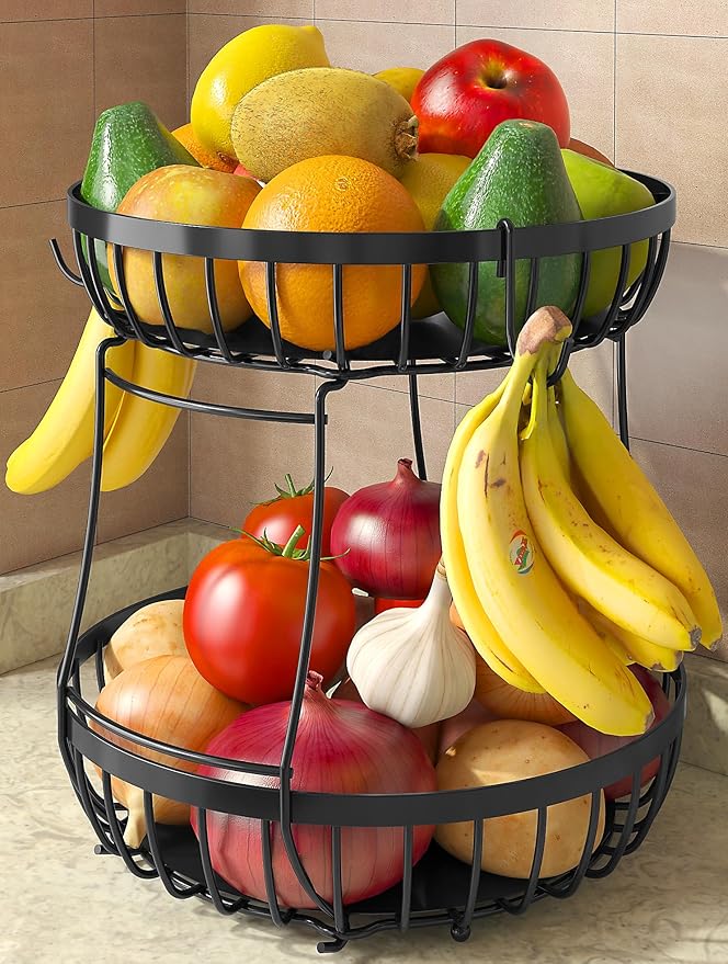 2 Tier Fruit Basket for Kitchen Counter