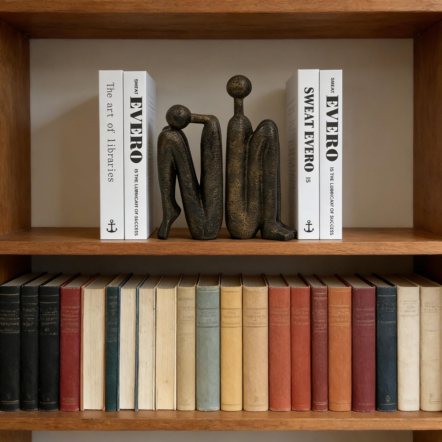 Thinker Decorative Bookends for Shelves, 1 Pair Heavy-Duty Book Ends Holder, Resin Book Stopper for Office Home Living Room Decor