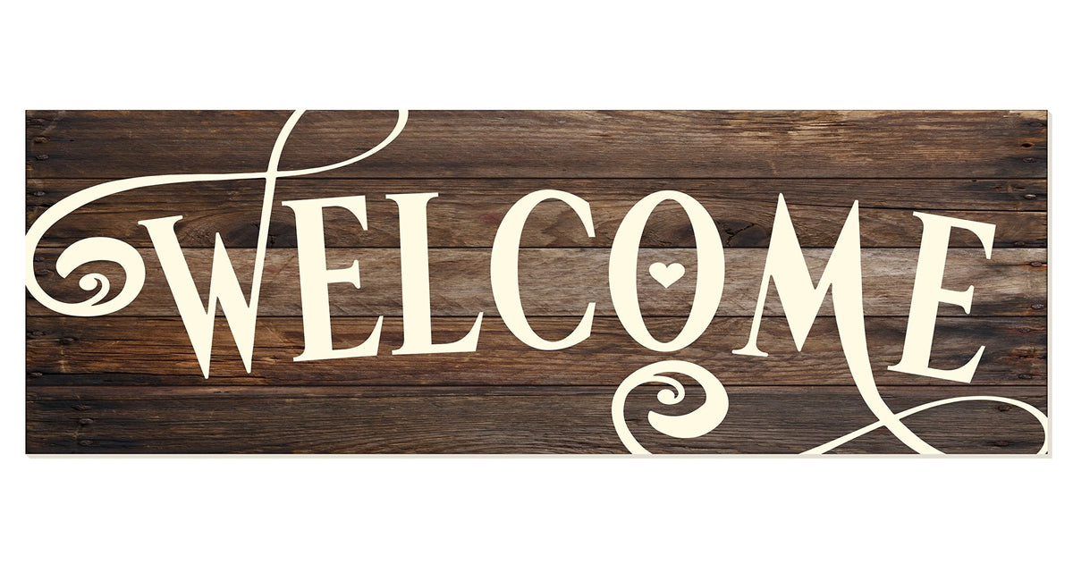 Welcome Rustic Wood Wall Sign 6x18 (Brown)