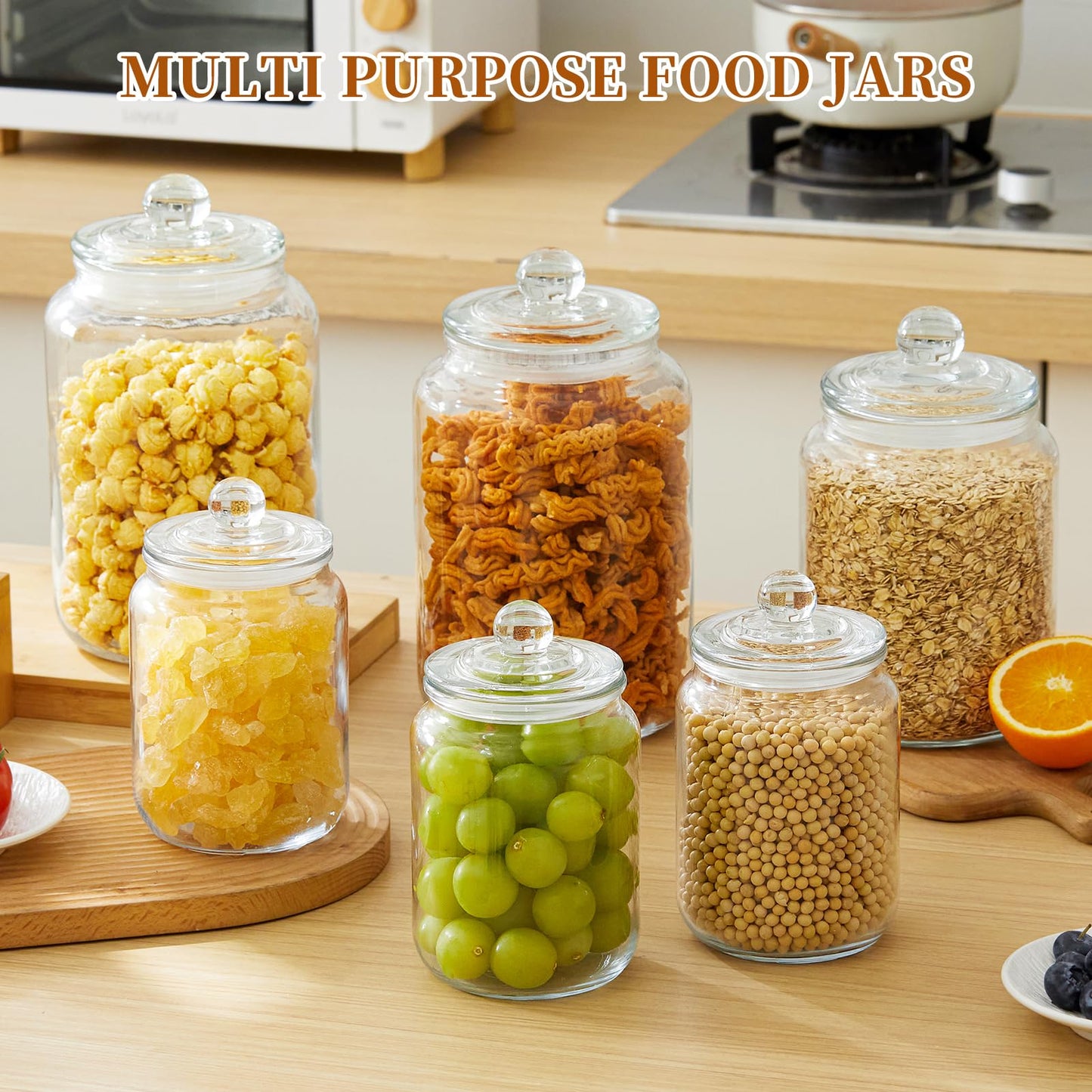MRZIKPO Glass Jars with Airtight Lid Set of 4, Food Jars 34 oz, Pickle Jars, Canning Jars, Glass Containers, Suitable for Kitchen, Pickles, Flour, Grains, Pasta, Sugar, Herbs, Coffee
