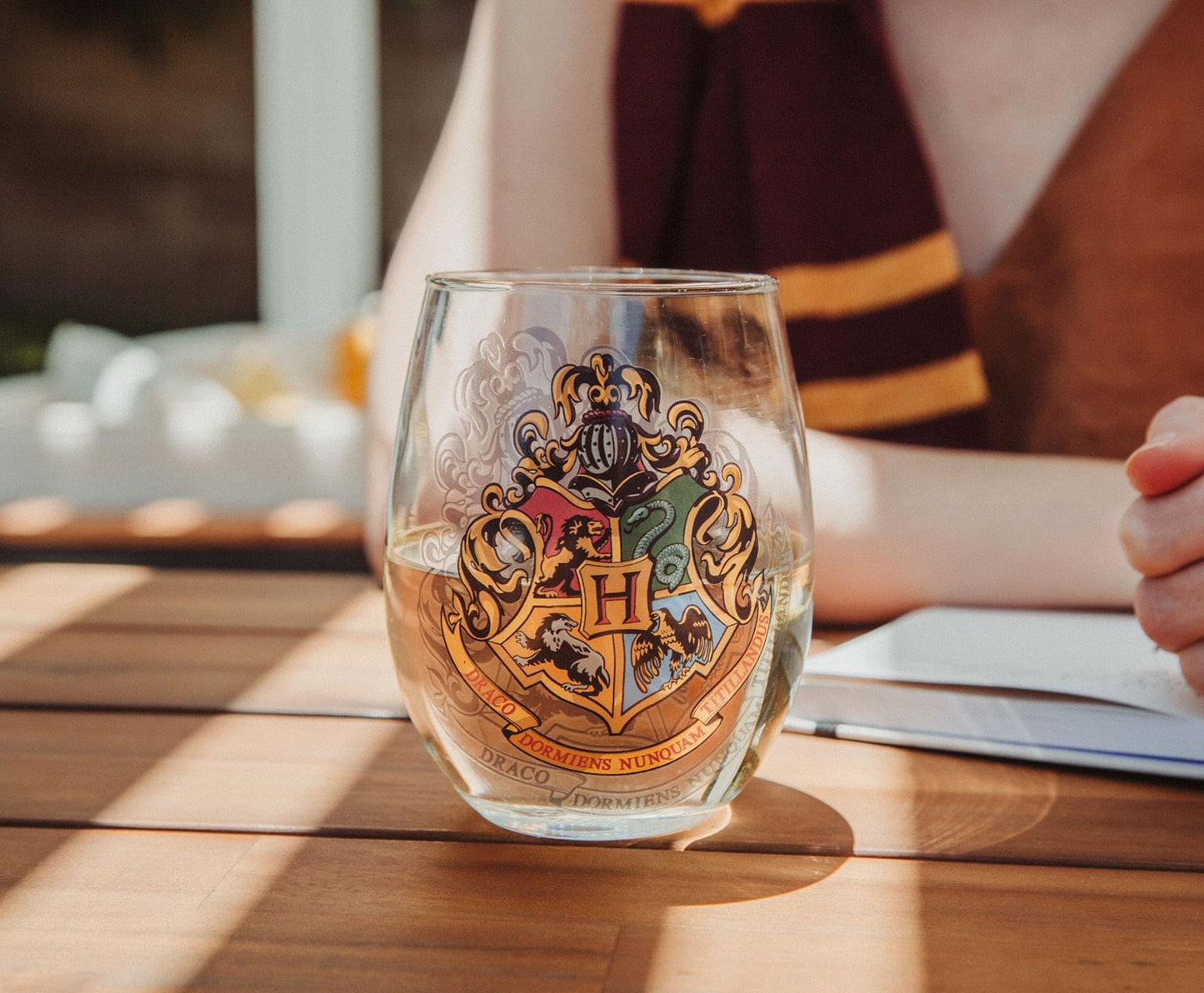 Silver Buffalo Harry Potter Hogwarts Crest Stemless Glass w/Display Box, 20 Ounces