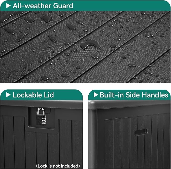 YITAHOME 150 Gallon Large Deck Box with Side Handles, Outdoor Double-Wall Storage for Patio Furniture Cushions, Garden Pool Accessories, Waterproof & Lockable