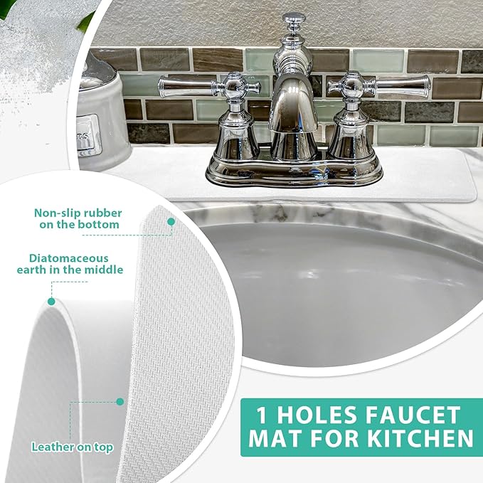 Tioncy 2 Pcs Faucet Mat Sink Splash Guard Oval-hole Oval Splash Pad