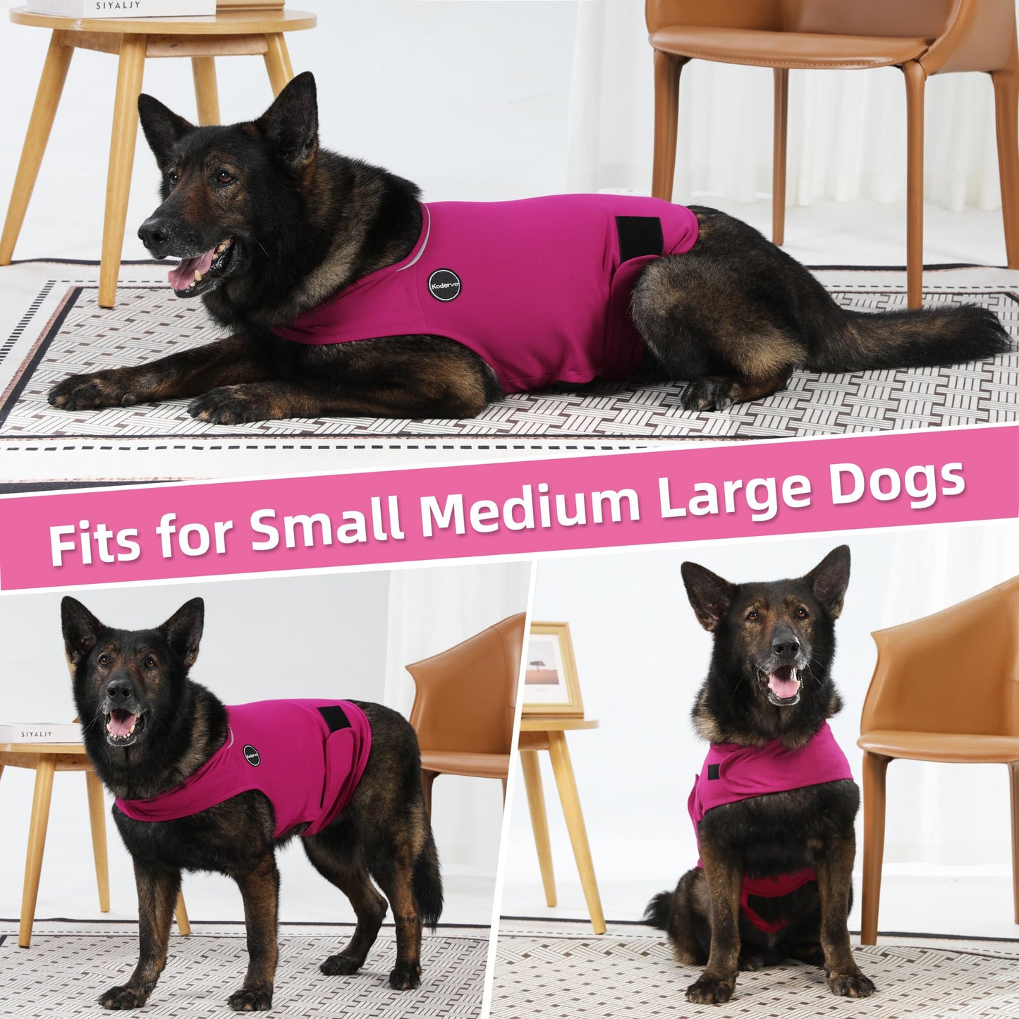 Kodervo Dog Anxiety Jacket, Skin-Friendly Dog Calming Shirt - Dog Coat for Thunder, Fireworks, Vet Visits and Separation - Keep Pet Calm Without Medicine & Training, Army Green, Medium
