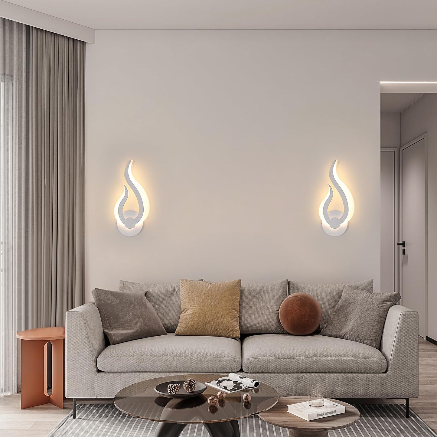 DELIPOP Modern LED Wall Sconces, 3000K Warm White Flame Shape LED Wall Light, 10W Energy Efficient Indoor Wall Lamp for Bedroom, Bathroom, Living Room, Hallway, Corridor