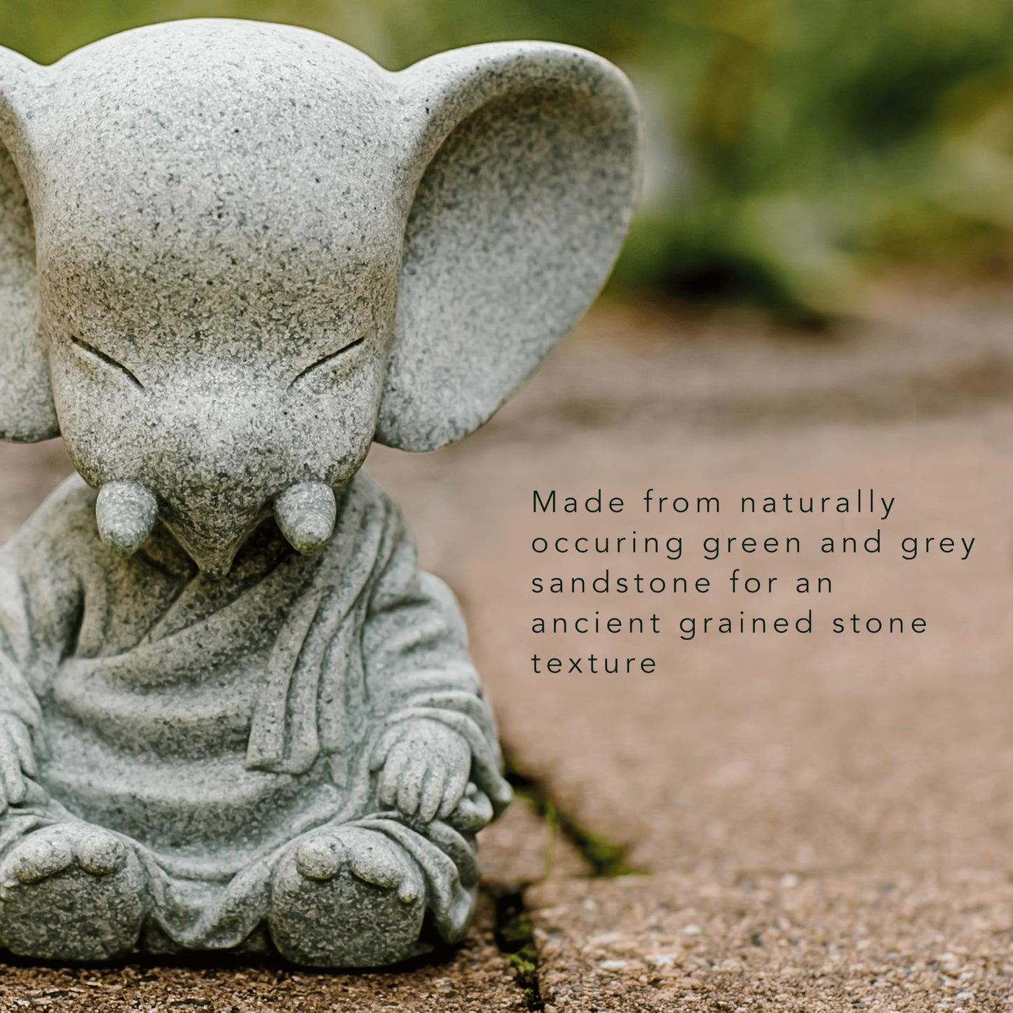 Adorable Sleeping Elephant Statue - Cute Meditating Sandstone Sculpture - Yoga Gift, Home Decor Figurine, Desk Decor (Ancient Sandstone)