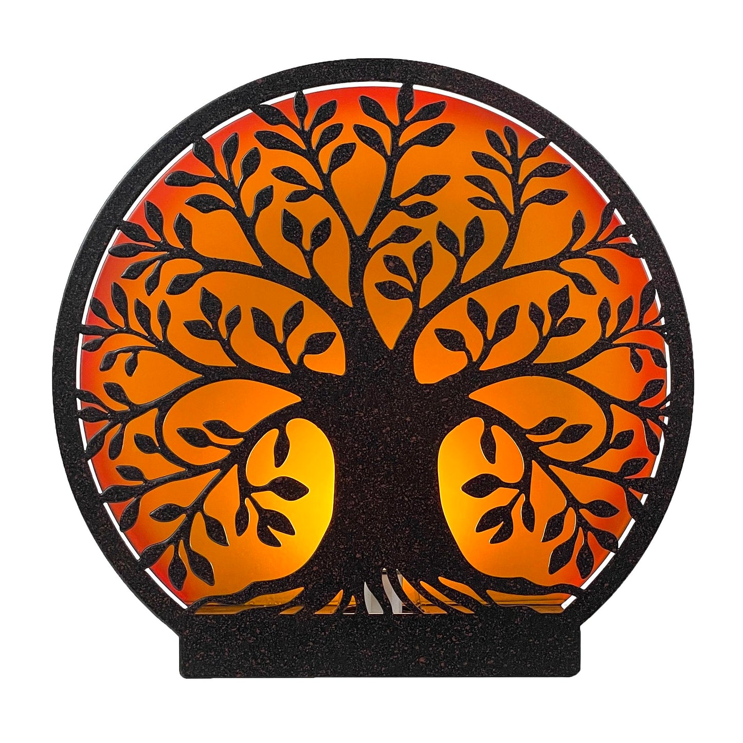 Zeckos Tree of Life Accent Lamp - 8” Decorative Metal Plug-in Table Light, Black Nature Silhouette with Warm Amber Backlight, Nightstand Desk Lighting, Cozy Home Décor Gift, Bulb Included