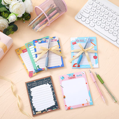 Lincia 24 Pcs Teacher Appreciation Gifts Bulk, Teacher Notepad with Pens Set Sticky Notes 30 Sheets Memo Pad for Graduation Gift, Thank You Gifts for School Office Supplies(Stylish Style)