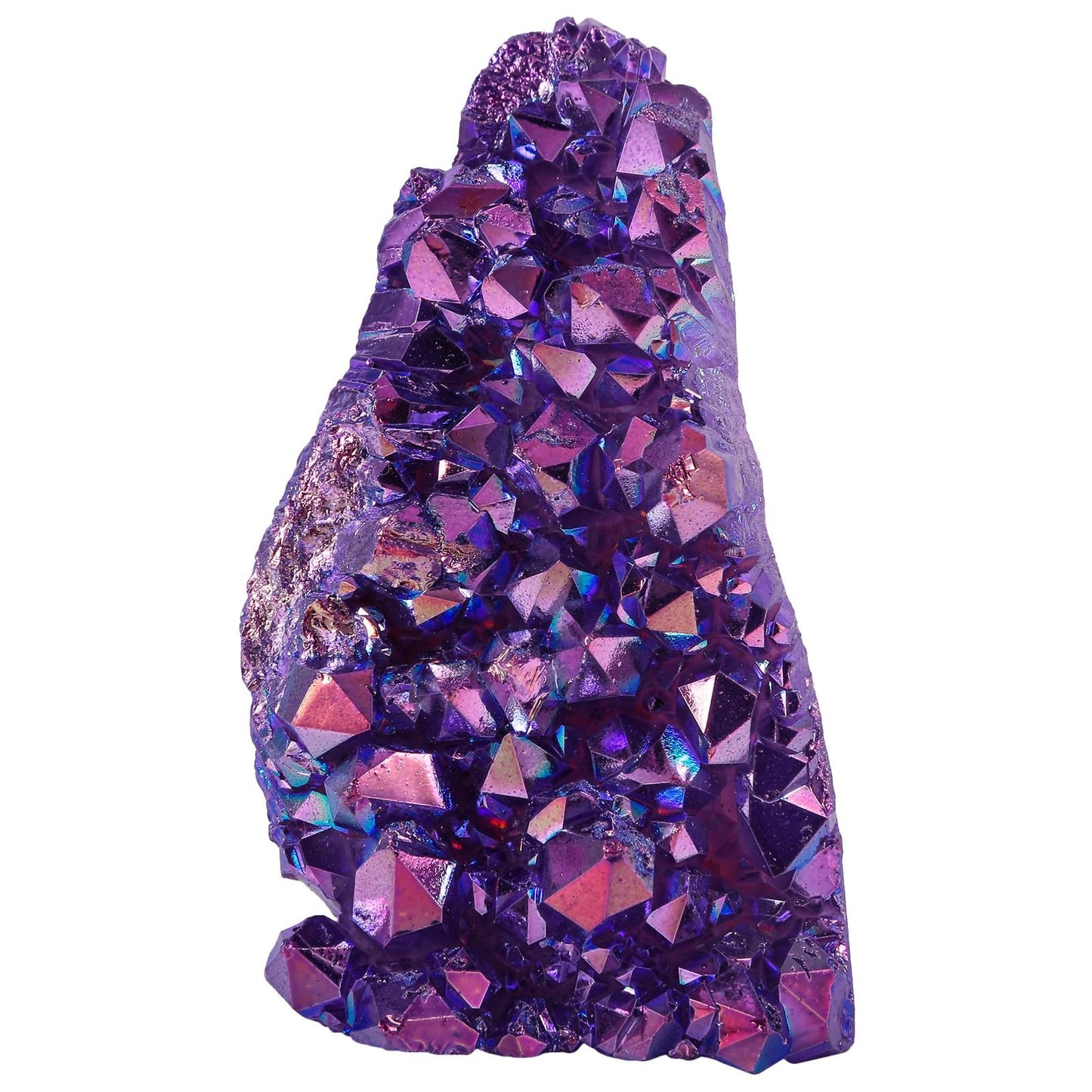 mookaitedecor Natural Clear Quartz Crystal Cluster Titanium Coated Geode Stone Self-Standing Rock Quartz Mineral Specimen for Healing Home Office Decor, Purple