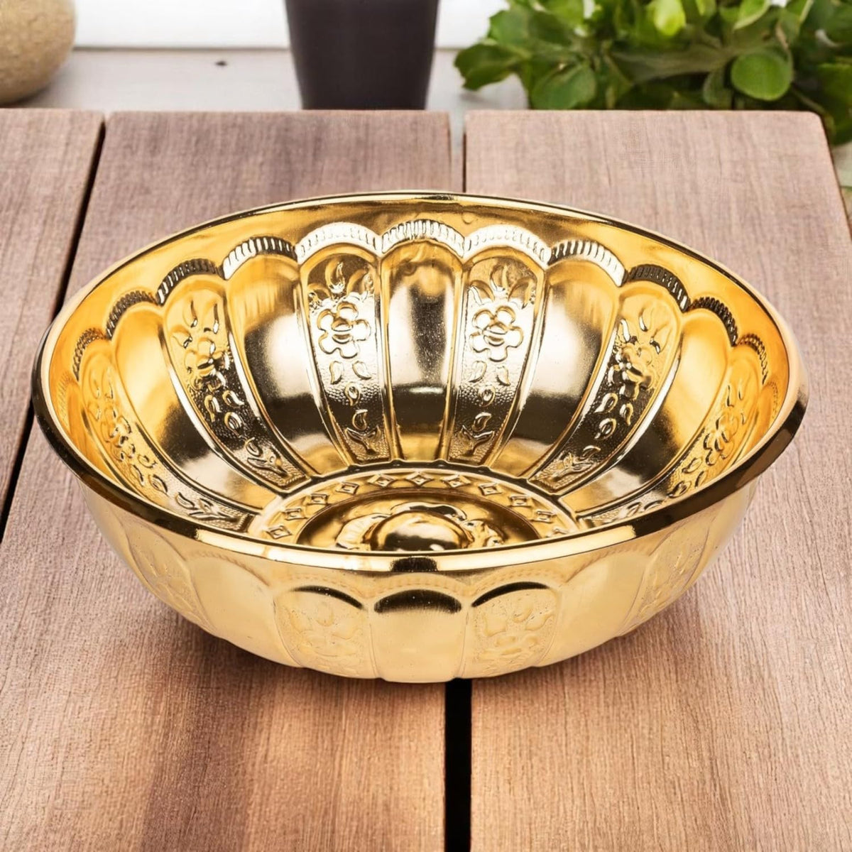 Alisveristime 1.06 Qt Turkish Hammam Bath Bowl, Traditional Metal Construction, Diameter 7.87", Height 2.36" - Multiple Colors Available (Gold)