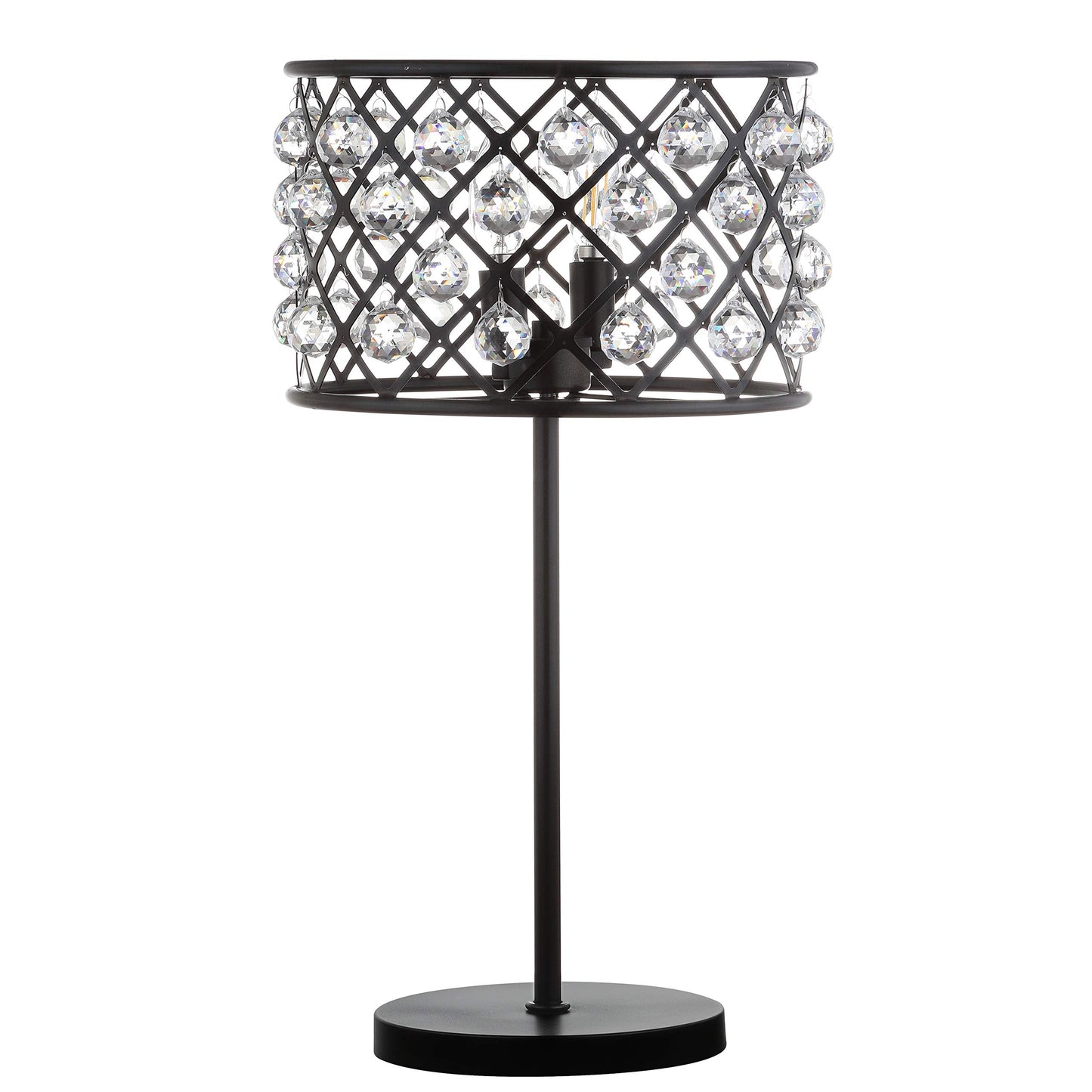 JONATHAN Y 22.5" Oil Rubbed Bronze 2-Light Crystal and Iron Table Lamp, Modern Glam Bedside Nightstand Lamp with Clear Crystal Spheres, UL Listed, LED Bulbs Included JYL9022A