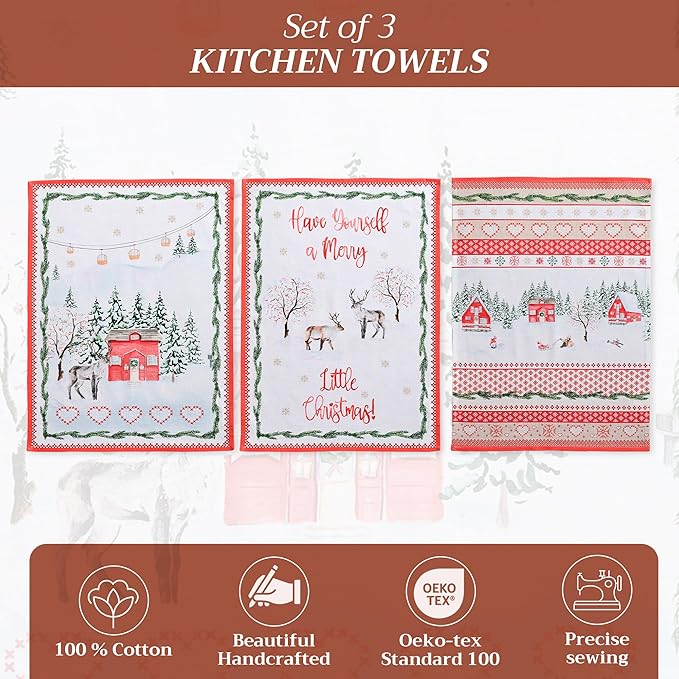Maison d' Hermine Kitchen Towels Set of 3 100% Cotton 20" x 27.5" Reusable