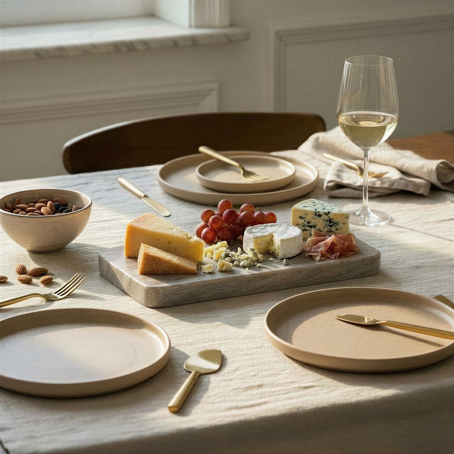 Creative Co-Op Marble Cheese Serving Board, Buff Color