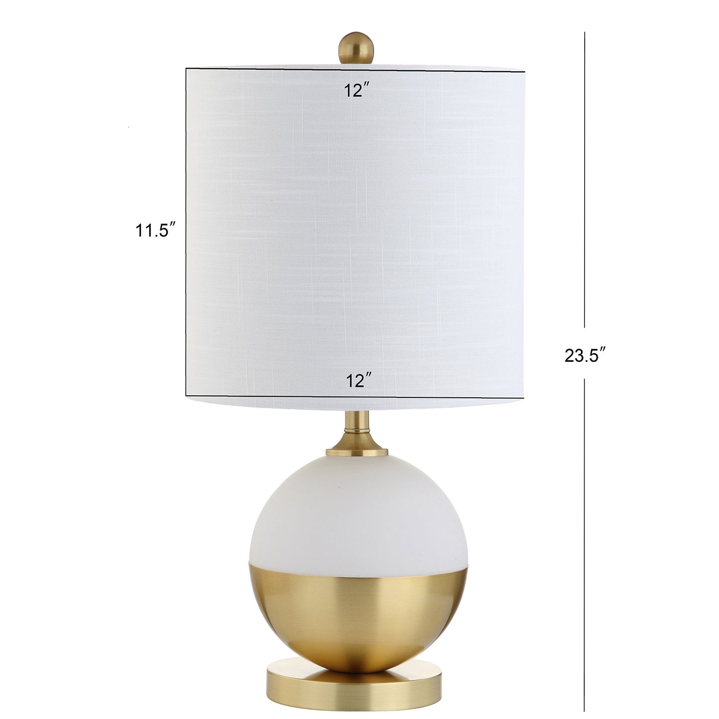 JONATHAN Y 23.5" White and Brass Gold Ceramic Table Lamp, Modern Glam Nightstand Lamp for Bedroom Living Room, White Linen Drum Shade, LED Bulb Included JYL5005A