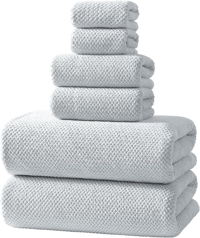 REDKISS 6 Piece Premium Towel Set, 2 Bath, 2 Hand, and 4 Wash Cloths,