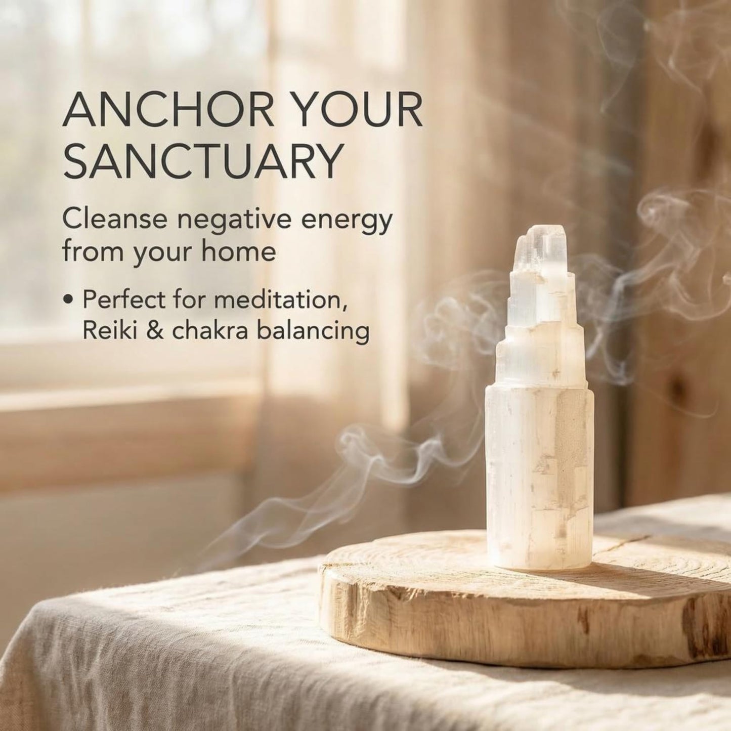 The Chrysalis Stone | Selenite Skyscraper | 8'' Tall | 1 pc | Crystals and Healing Stones, Spiritual Gifts for Women, Reiki, Chakra, Yoga, Meditation Accessories