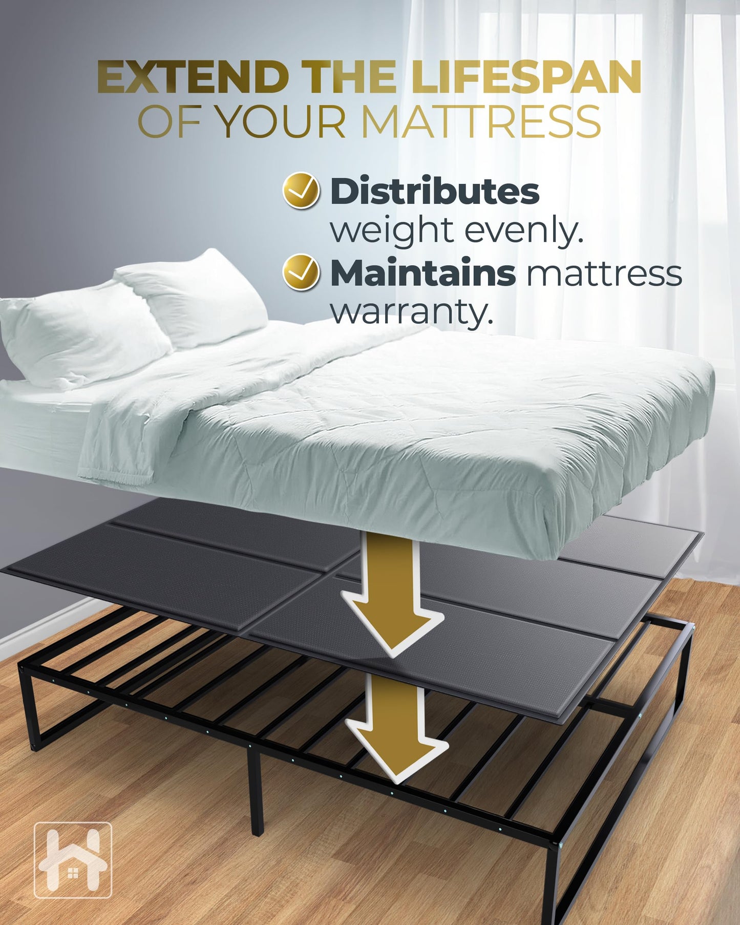 Golden Home Essentials Premium 10mm King Size Bunkie Board (76" x 80") – Slim Low-Profile Mattress Support – Quiet, Moisture-Resistant, Lightweight Bed Board for Platform & Slatted Frames