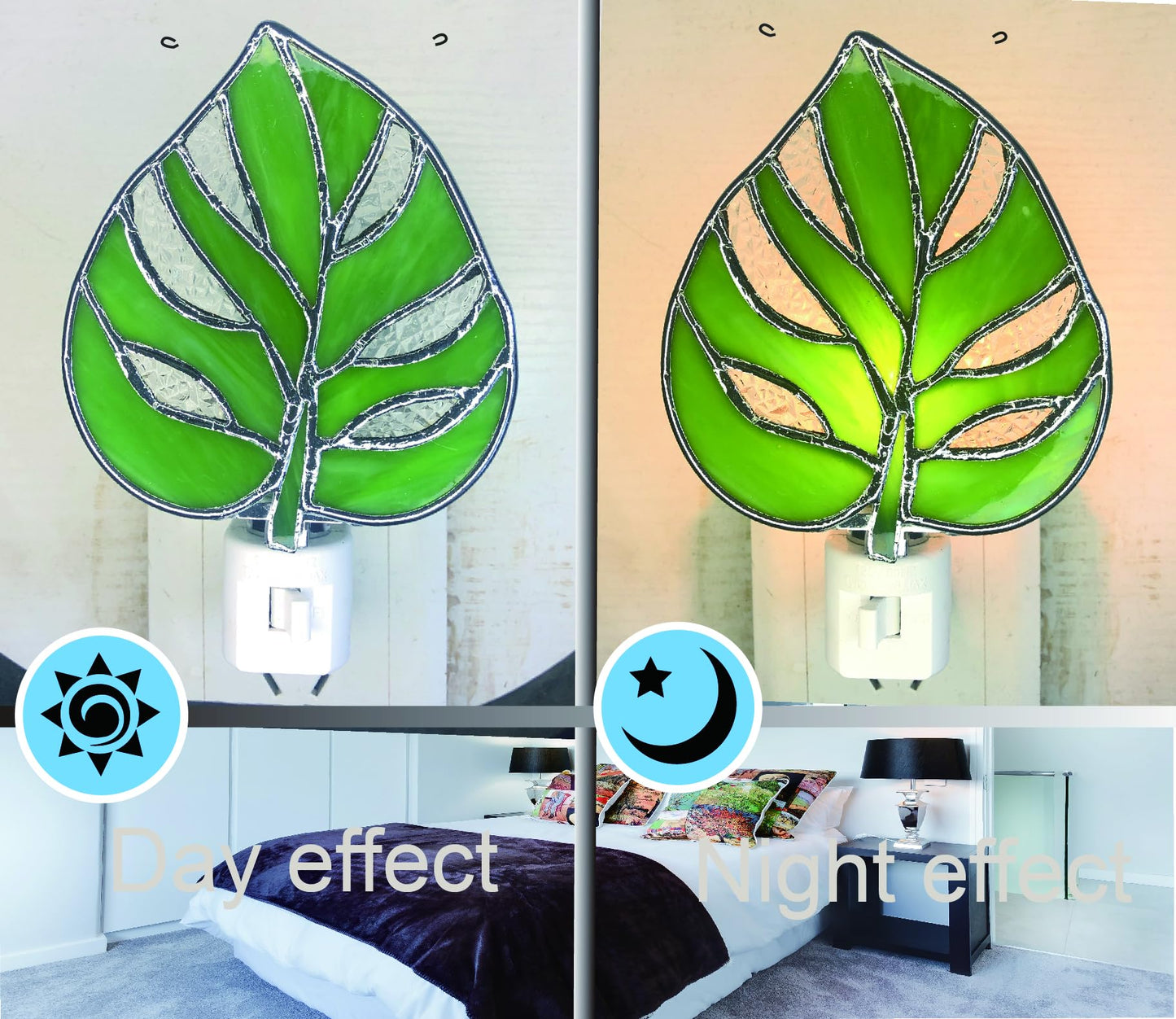 DUONAYU Stained Glass Monstera deliciosa Liebm Night Light Plant Night Light Bedroom Bed Light Gifts from Nature. DYM9015