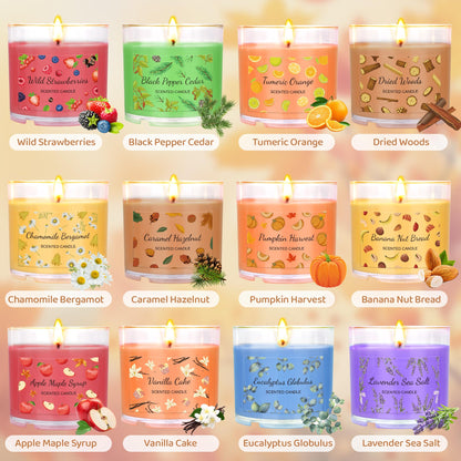 Fall Candles Bulk, 12 Pack Scented Candles for Home, Candle Set for Women, Small Soy Candles Scent of Pumpkin Vanilla Caramel Lavender, Mini Candle Gift Set for Mothers Day Birthday Christmas Birthday