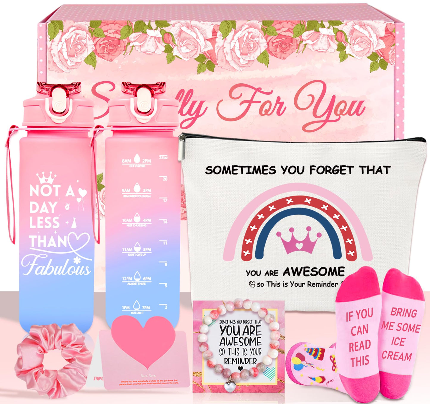 Awfrky Easter Basket Stuffers Pink Gifts Box Set - Birthday Gifts for Girls Toddler - Funny Birthday Gift Ideas for Teen Girls, Kids, Friends, Daughter, Sister- Specially for You